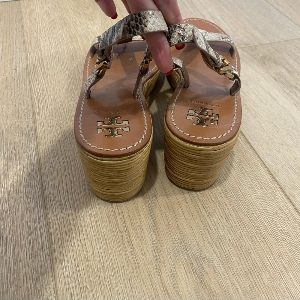 Tory Burch Tracy Wedge Roccia Python Sandals Shoe… - image 5